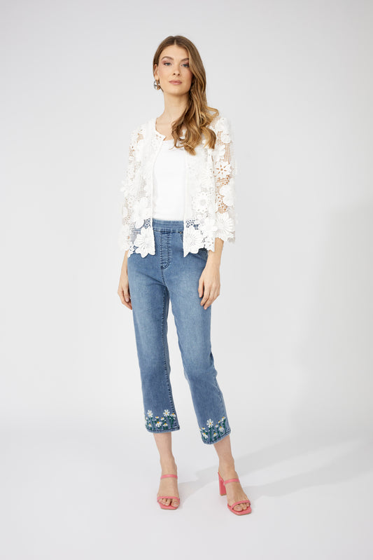 Floral Embroidered Cropped Jean 251587
