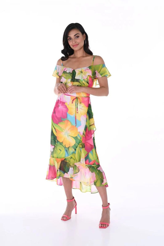 246484 Floral fushsia/green dress