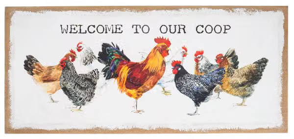 Welcome to our Coop Chicken on Burlap Wall Decor CB200315