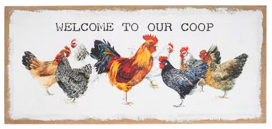 Welcome to our Coop Chicken on Burlap Wall Decor CB200315