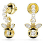 Idyllia drop earrings Crystal pearl, Mixed cuts, Bee, Multicoloured, 18k gold finish 5742678