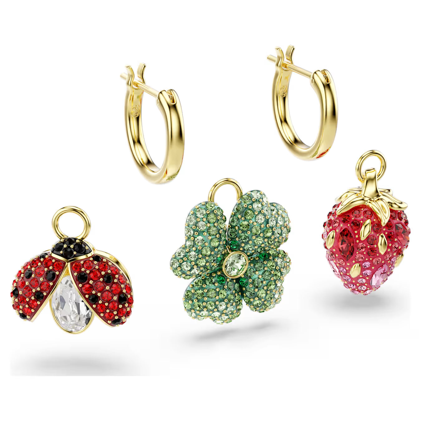 Idyllia drop earrings Set (3), Ladybird, clover, strawberry 5742681