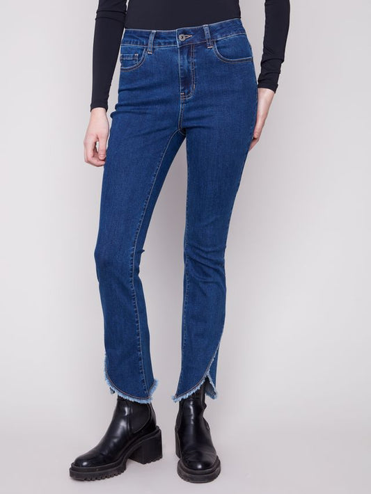 Denim pant with tulip hem