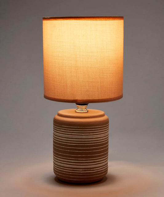 Striped Texture Beige & White Table Lamp