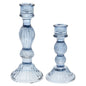 NAVY GLASS CANDLE STICKS