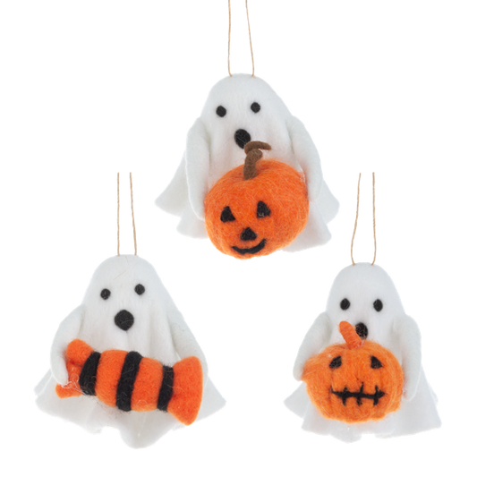 Felted Ghost Orn