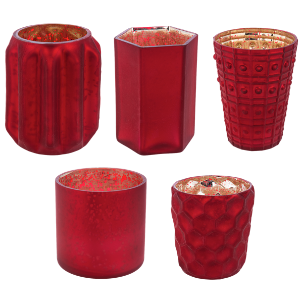 Cranberry Mercury Votive Holders