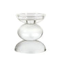 Clear glass double sphere taper / pillar holder.