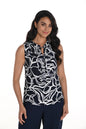 Navy/White woven sleeveless top