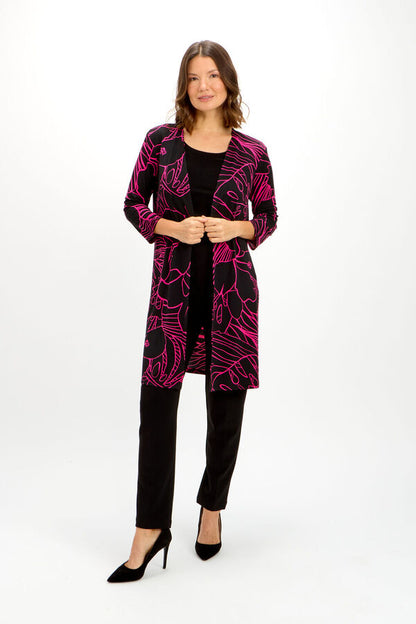 Knit Cardi Blk/Fuchsia