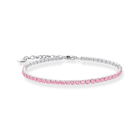 Thomas Sabo Silver tennis bracelet with pink zirconia 19cm