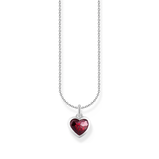 Thomas Sabo Silver necklace with heart pendant with red zirconia