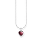 Thomas Sabo Silver necklace with heart pendant with red zirconia