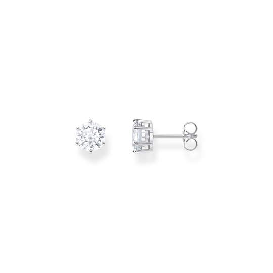 Thomas Sabo Silver ear studs with big, white zirconia