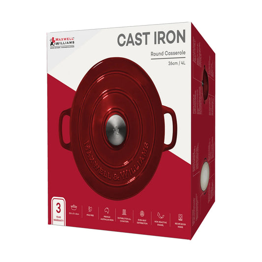 Round Cast Iron Casserole Merlot 4L