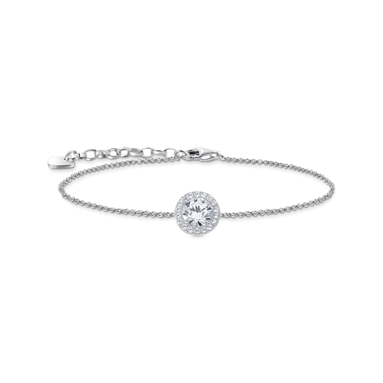 Thomas Sabo Silver bracelet with halo pendant and white zirconia