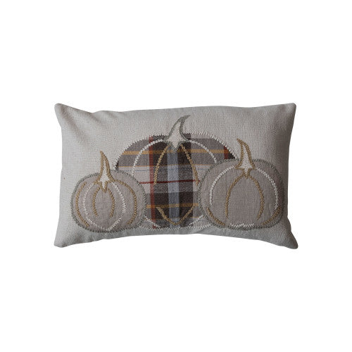 Cotton & Linen Lumbar Pillow w/ Pumpkins