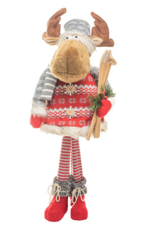 Red and Gray Flocked Christmas Tree Moose