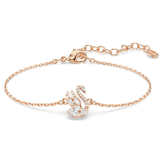 Swan bracelet Mixed cuts, Swan, White, Rose gold-tone plated 5738202