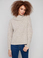 Charlie B Diagonal Cable Sweater Cowl Neck C2914