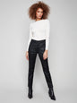 CHARLIE B C5671 SLIM LEG METALLIC WAX TWILL PANTS