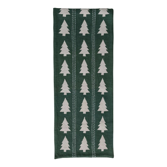 Trees green table runner