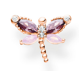 Single ear stud dragonfly with stones rose gold H2188-321-7