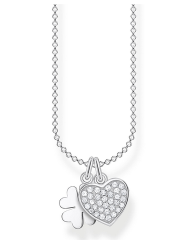 Necklace cloverleaf with heart pavé KE2047-051-14