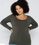 Bamboo Plus Long Sleeve Scoop Neck Top CEBTL1202