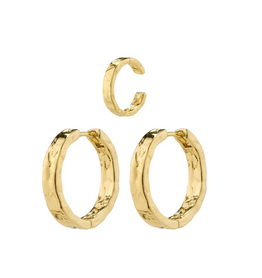 KINDNESS rustic hoop earrings & cuff gold-plated