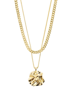 WILLPOWER curb chain & coin necklace, 2-in-1 set, gold-plate