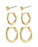 ARYA recycled hoops & studs 3-in-1 set gold-plated