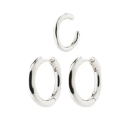 PAUSE recycled hoop earrings & cuff silver-plated