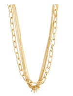 PAUSE recycled cable & curb chains necklace gold-plated