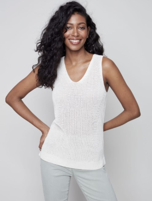 Knit Cami With Side Diagonal Stitch Detail