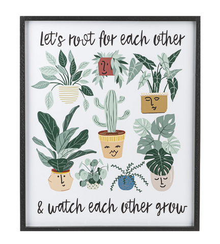 "Let's Root for Each Other" Plant Wall Decor