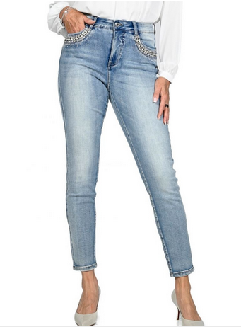 Blue Denim Jean Pant with Pocket Accents 236648U