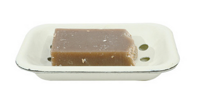 ENAMELED SOAP DISH W/ TRAY, DISTRESSED WHITE
