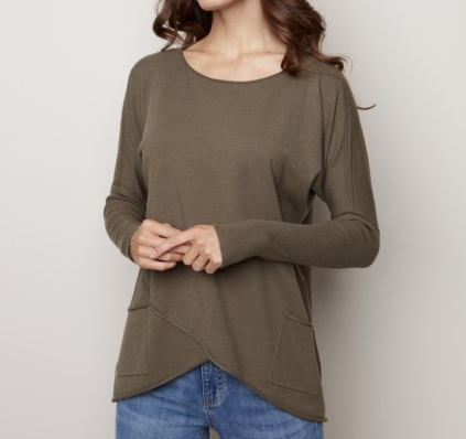 Long Sweater with Cross over detail-C2385